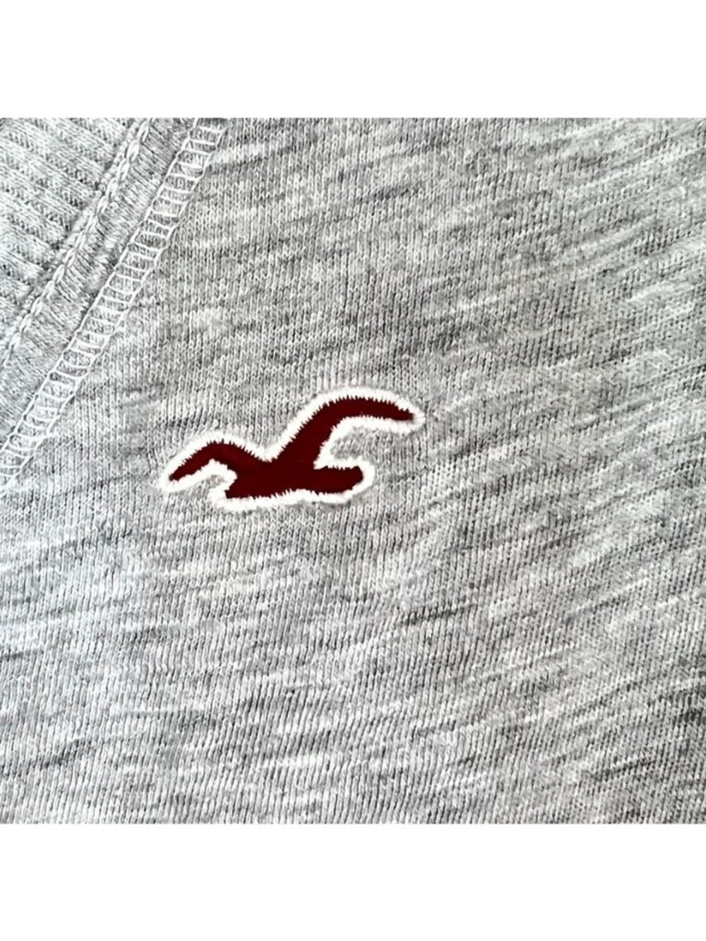 Vintage Hollister Shirt Y2K Short Sleeve V Neck Gray WomenSz L Logo 90s 2000s - Picture 4 of 10